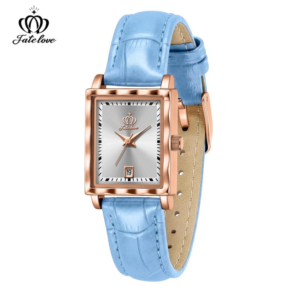 Fatelove 932 Luxury High Quality Women's Watches Calendar Date Square Dial Leather Strap Ladies Quartz Wristwatch