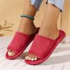 Women Slippers New Fashion and Minimalist One Word Shoes Women Home Couples with Striped Open Toe Cotton Slippers Slides Women