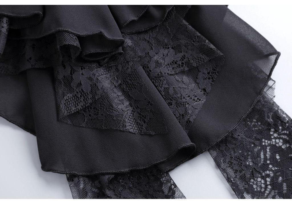 Unisex Retro Lace Ruff Collar Scarf with Artistic Bow Tie Accessory