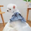 Reusable Pet Denim Dress With Bow Pet Skirt Soft Dog Denim Skirt  Outing