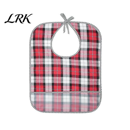 Adjustable Neck Bibs for Seniors Double-sided Waterproof Adult Bib, with Strap, Wide Pocket Crumb Catcher Large Washable Clothing Protector M красный