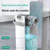 Self-Wringing Flat Mop With Bucket - Dry Wet Clean For Home Floors Kitchen Bathroom Durable Plastic Christmas Cleaning