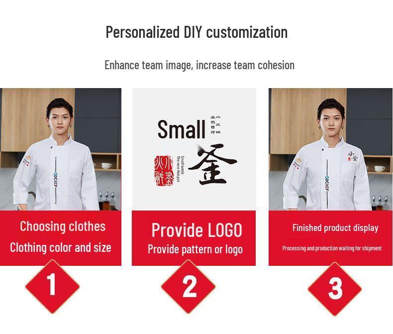 Kuchařská uniforma s vlastním logem: Vodotěsné, Olejivzdorné Pracovní oblečení s dlouhým rukávem pro cateringové a restaurační kuchyně