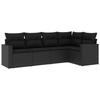 VidaXL Garden Lounge Set with Cushions 5 Pcs, Patio Sofas, Patio Furniture Set, Outdoor Furniture, Black 3218915