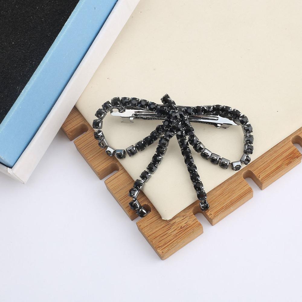 Vintage Rhinestone Bow Hairpins Shiny Bowknot Side Clip Trendy Tassel Spring Clip  Wedding