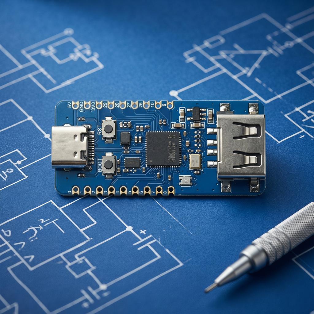 RP2350A Board USB-A Expansion Type-C Power Breakout MicroPython Castellated PCB Embedded Development