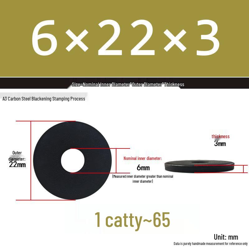 Thickened Black Flat Washer: Enhanced Round Metal Spacer for Home Use