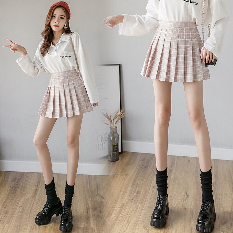 2025 New Summer Women's Fruit Green Pleated A-Line Mini Skirt - College Style, High Waist, Korean Version