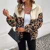 Long-sleeved Women's Coat for Autumn and Winter, Leopard Print Warm Lapel Top