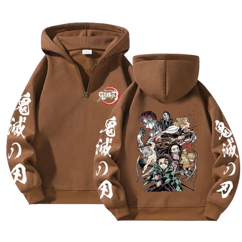 Unisex Bluza z Kapturem Anime Zapinana na Zamek Luźny Krój Długi Rękaw Bluza Jesienna Codzienna