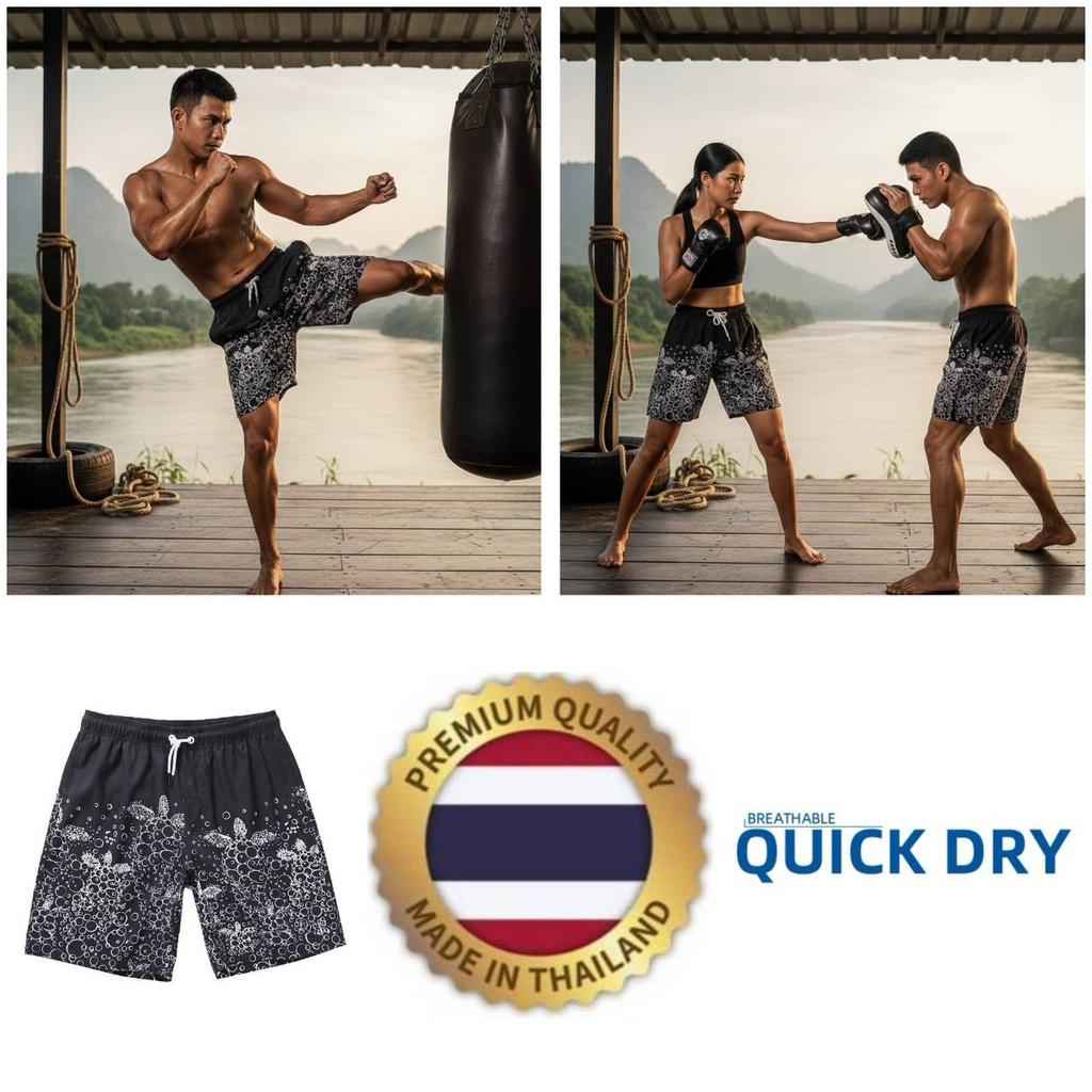 Bubble Boxing Muay Thai Kickboxing Training Shorts Print Quick Dry Martial Art Boxer Unisex Men Women Kid Fighting Fitness Sport Gym Workout