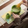 Matcha Tea Set 5 Pcs Matcha Whisk Set with Handcrafted Ru Ware Bowl Bamboo Whisk & Brush Ceremonial Japanese Matcha Tools