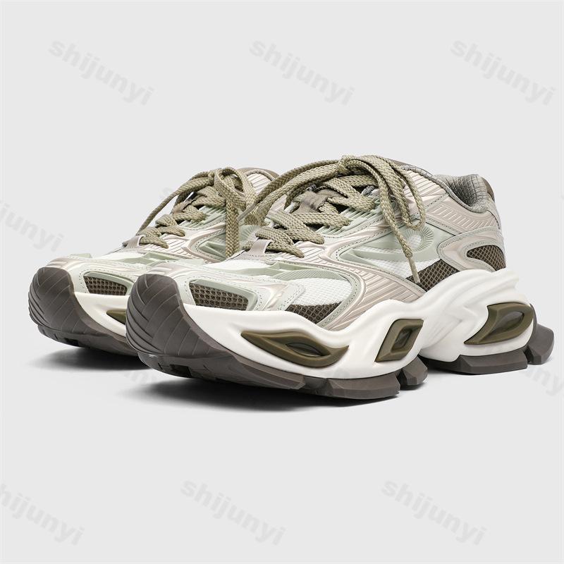 

Fashion 2025 Autumn New Niche Mesh Breathable Thick Sole Sports Shoes for Men Fashion Trend Low Top Comfortable Non Slip Chunky sneakers 39 зелений