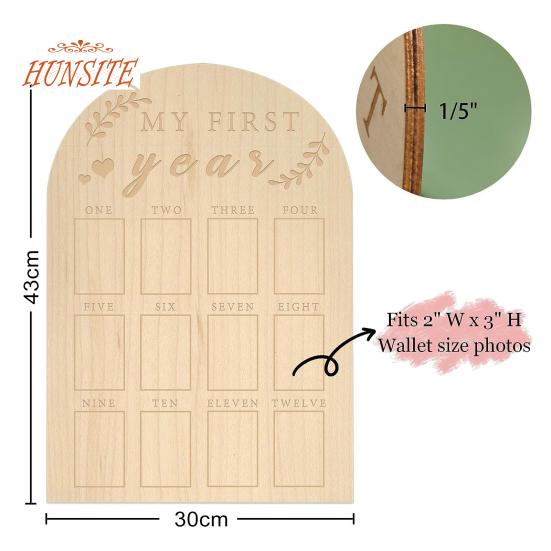 Meilenstein-Fotorahmen für das erste Jahr des Babys, rustikales Holzdisplay