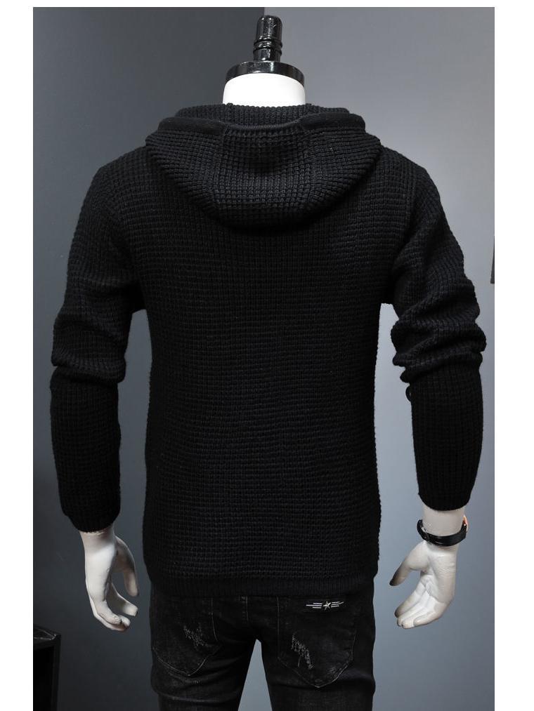 Herren Koreanischer Stil Slim Fit Rollkragen Kapuzenpullover Mantel - Jugend Winter Dicke Strickware