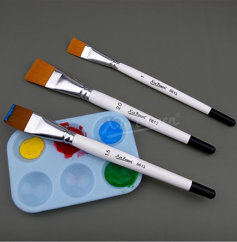 3-Piece Short Handle Nylon Art Brush Set for Watercolor and Acrylic Painting