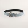 Cloth Retro Denim Carved Buckle Blue Waistband Adjustable Fit Fabric Material