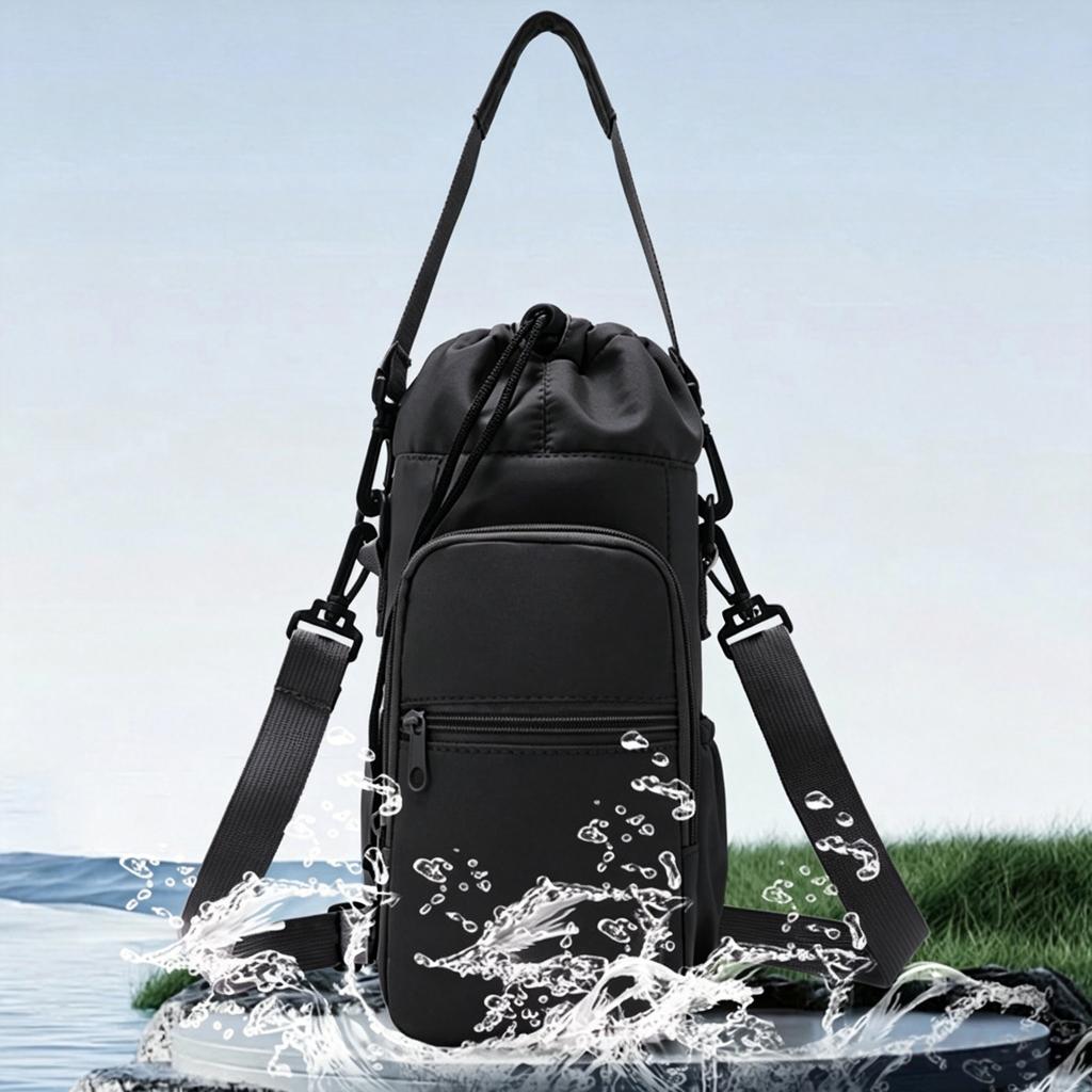 Borsa Portabottiglie d'Acqua con Tracolla Regolabile Tazze Termiche Copertura Protettiva Isolante Tasca per Telefono Borsa da Viaggio per Sport all'Aperto
