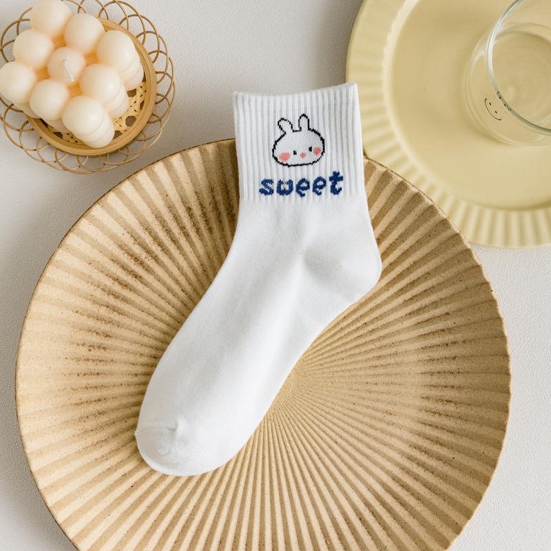 

Женские весенне-осенние универсальные белые студенческие гольфы с мультяшным медведем 1 pair