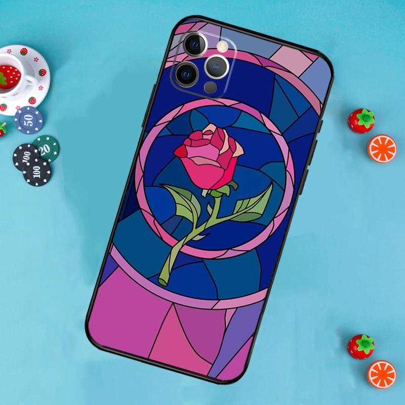 Stained Glass Rose Galaxys Phone Case For iPhone 17 Air 15 14 13 12 11 16 Pro Max 13 12 Mini 15 16 Plus 16e Cover Funda
