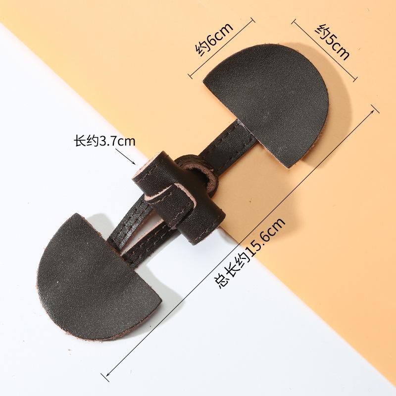 1 Pairs Horn Buttons Duffle Coat Jacket Fasteners Toggle with Leather Patch Buckle Buttons for Overcoat Decor Sewing Accessories