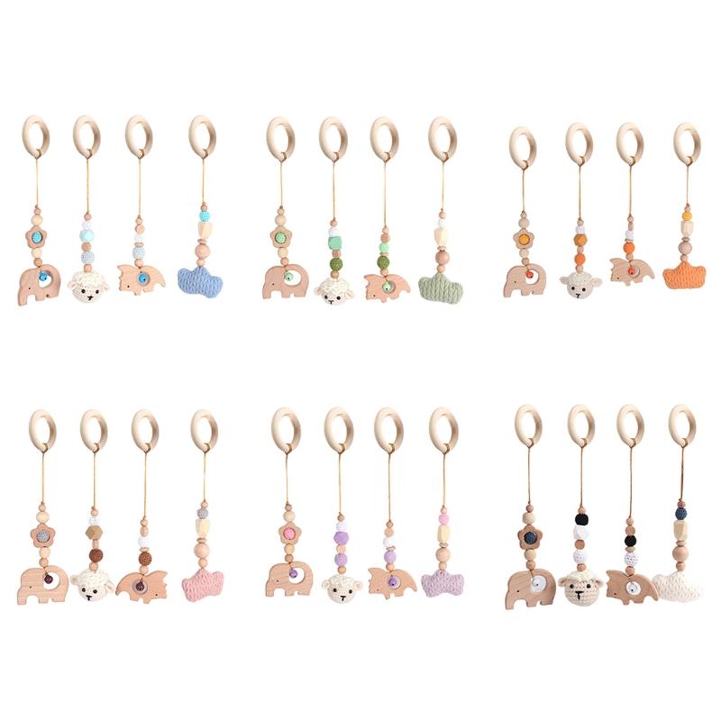 4 Pcs/Set Baby Sensory Toys Stroller Ornaments Rattle for Play Gym Frame Activity Hanging Pendants Fitness Rack Decorati