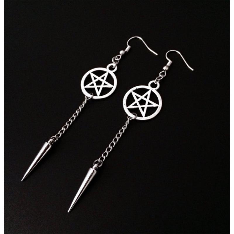 New Gothic Five-Pointed Star Dagger Earrings: Dark Supernatural Charm & Unique Friendship Gift