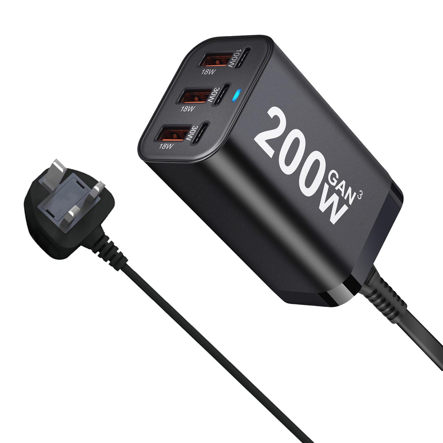 100W Gallium Nitride Multi-Port Fast Mobile Charger - High Power, Travel Ready UK Standard чёрный