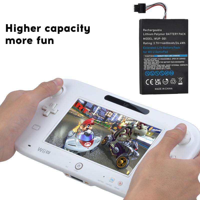 6600mAh Wii U Gamepad Battery Replacement Rechargeable Battery Pack for Nintendo Wii U Controller WUP-010 WUP-012
