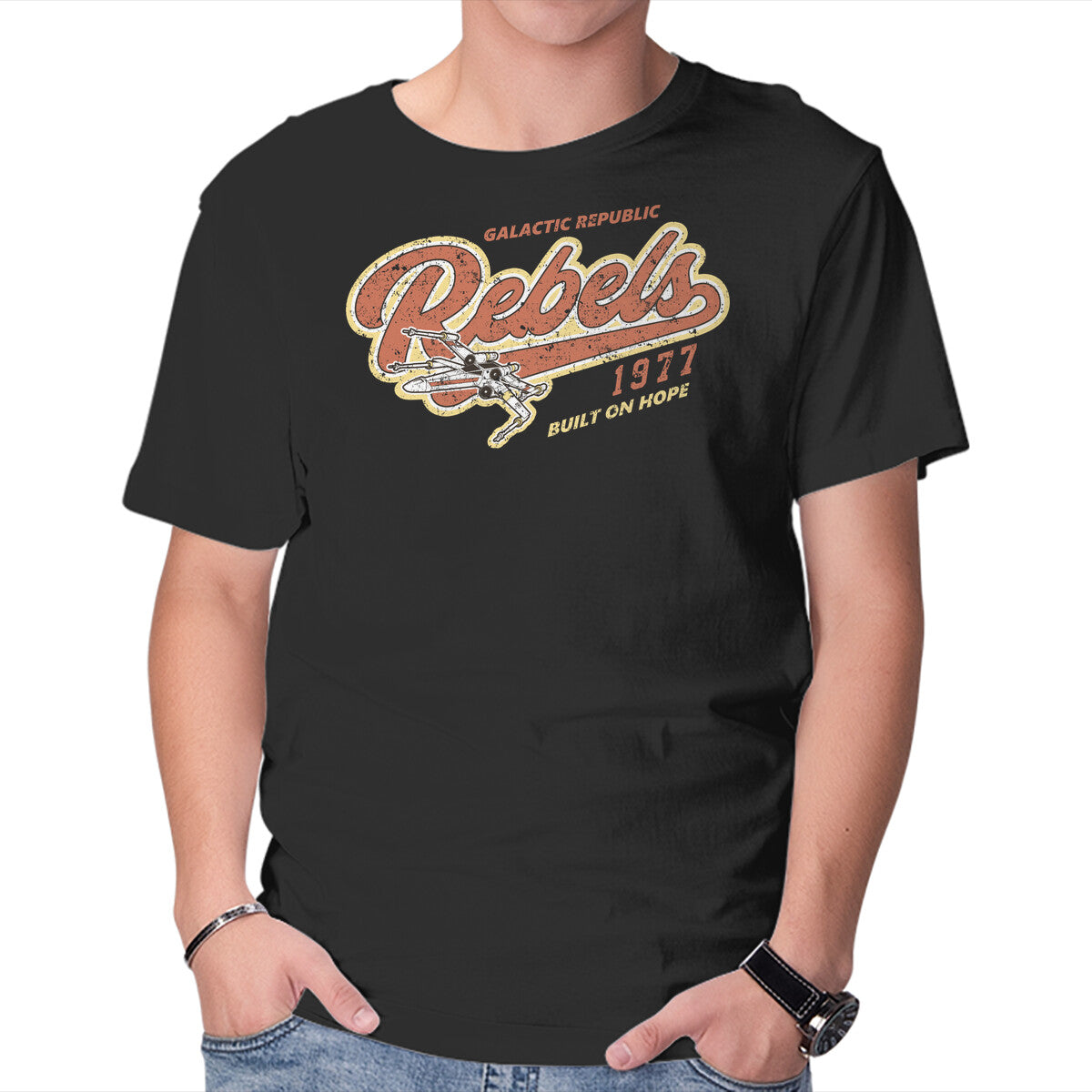 Unisex Crew Neck T-Shirt Galactic Rebels Graphic Short Sleeve Casual Tee S