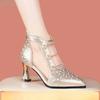 Fashion Rhine-drill High Heel Mesh Cool Boots 2025 Spring/summer Pointy High Heels Fashion Mesh Boots Women's Hollow Sandals