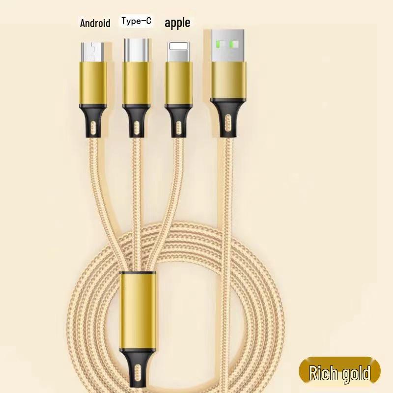 2.8A Pleciony Kabel Danych Wielofunkcyjny Trzy w Jednym do Szybkiego Ładowania