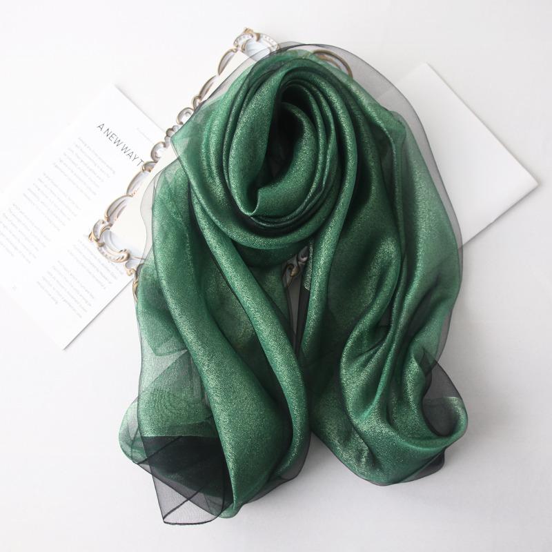 Mary Spring and autumn solid color silk scarf, double-layer gold silk, versatile long cheongsam, organza shawl, women's scarf