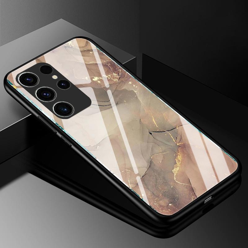 Marble Tempered Glass Phone Case For Samsung Galaxy S23 Ultra 5G Case Fashion Glass Back Cover for Samsung S23 Plus / S23 Ultra