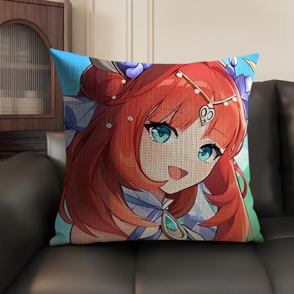 Nilou Cute Genshin Impact Cushion Cover Natural Linen Organic Fabric Double-Sided Printing Sofa Home Decor Gift Pillow Case