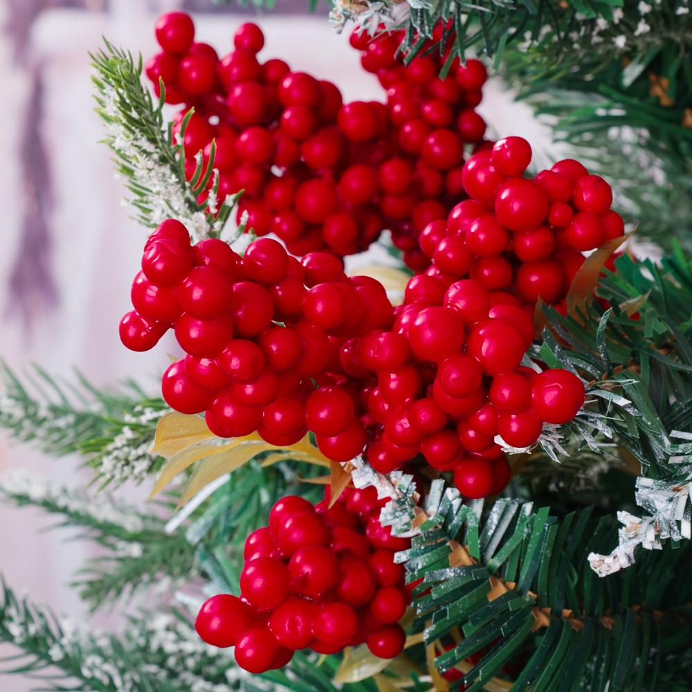 5/1PC Red Artificial Berries Christmas Small Berry Xmas Tree Ornaments DIY Wreaths Berry Branches Fake Flower Party Decoration