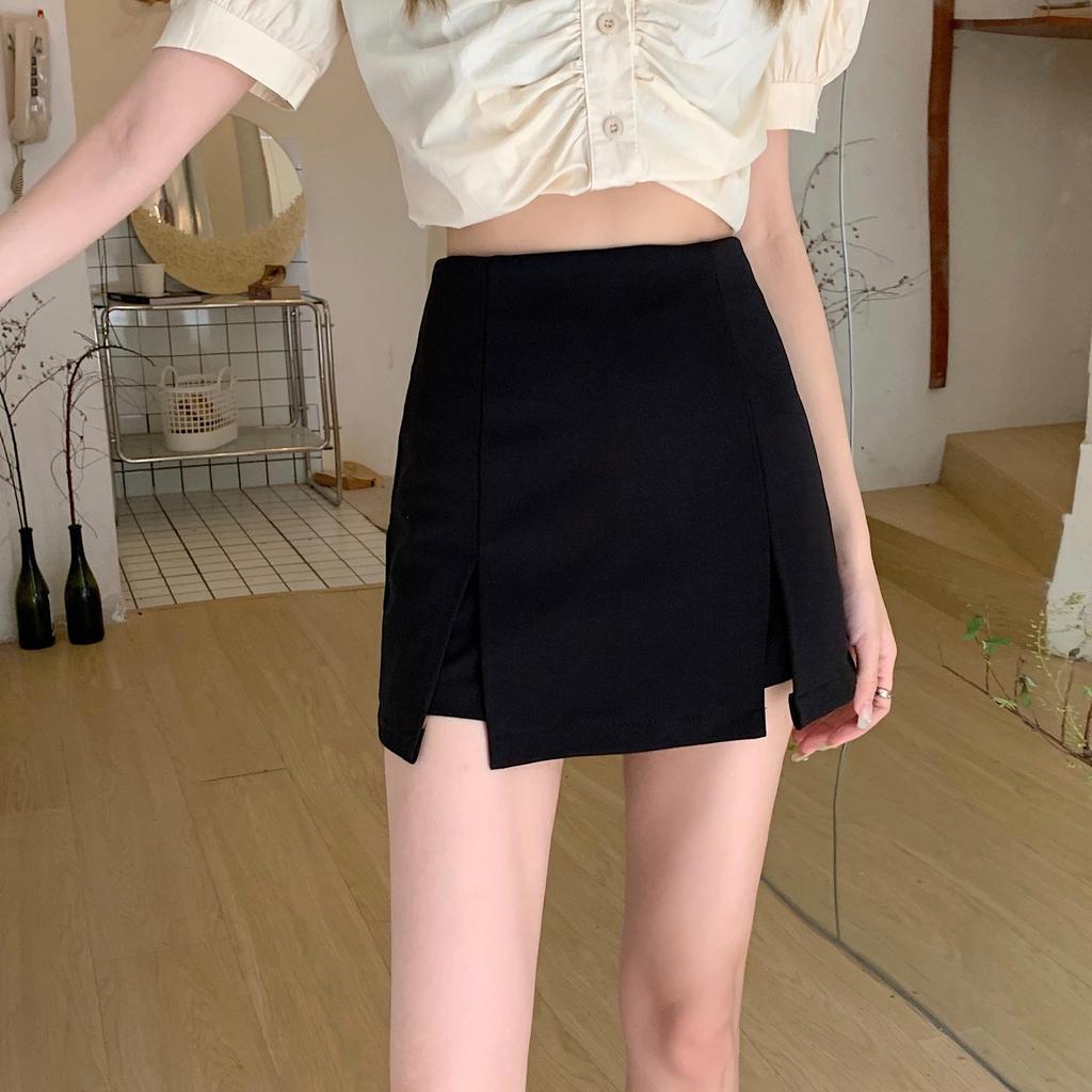 Women's High-Waisted A-Line Slit Skort - Sexy, Stylish, Casual Summer Super Shorts