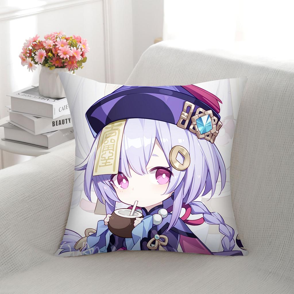 Simple Genshin Impact Printed Plush Pillow Home Cartoon Animation Two-dimensional Backrest Sofa Bedroom Home
