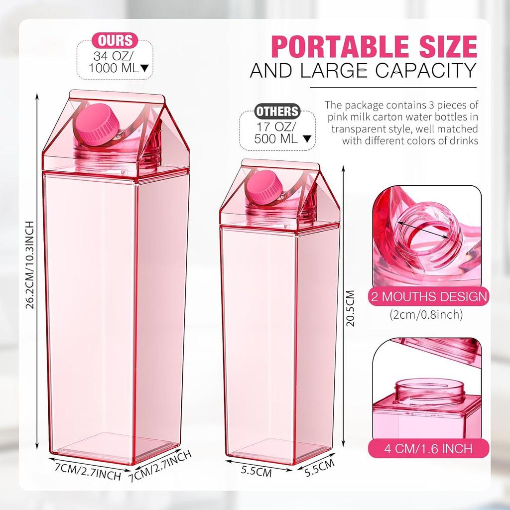500ml Square Milk Cup Plastic Milk Cups Transparent Milk Box Design Water Cup Korean Version Small Fresh Girl Portable Bottles