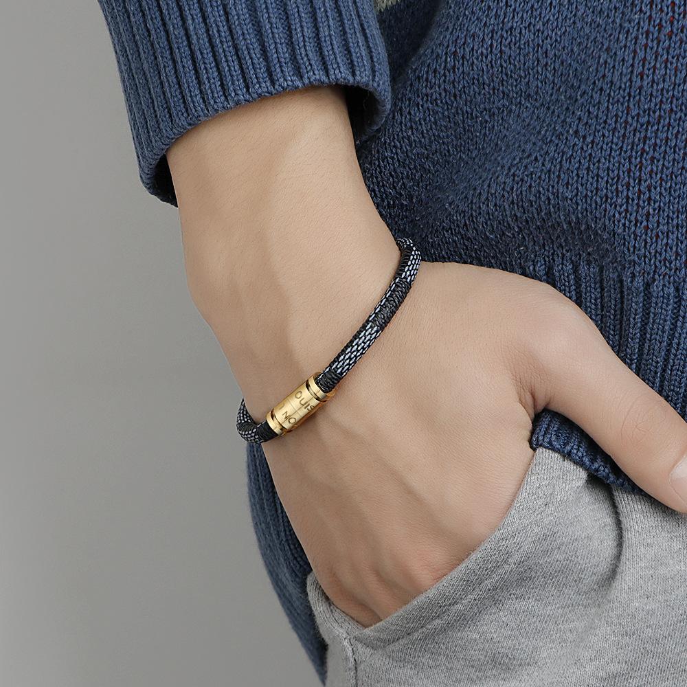 Magnetický Uzávěr Kožený Náramek Pro Páry Titanová Ocel Šňůrka Unisex