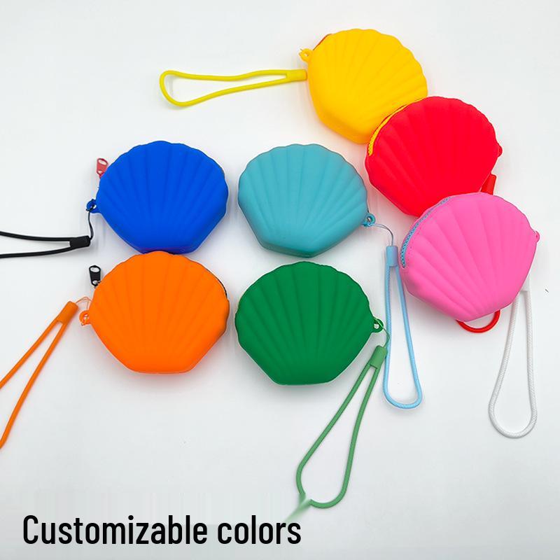 Large Capacity Portable Silicone Makeup & Coin Bag with Cartoon Seashell Design