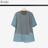 ZANZEA Women Casual Round Neck Summer Short Sleeve T-Shirts