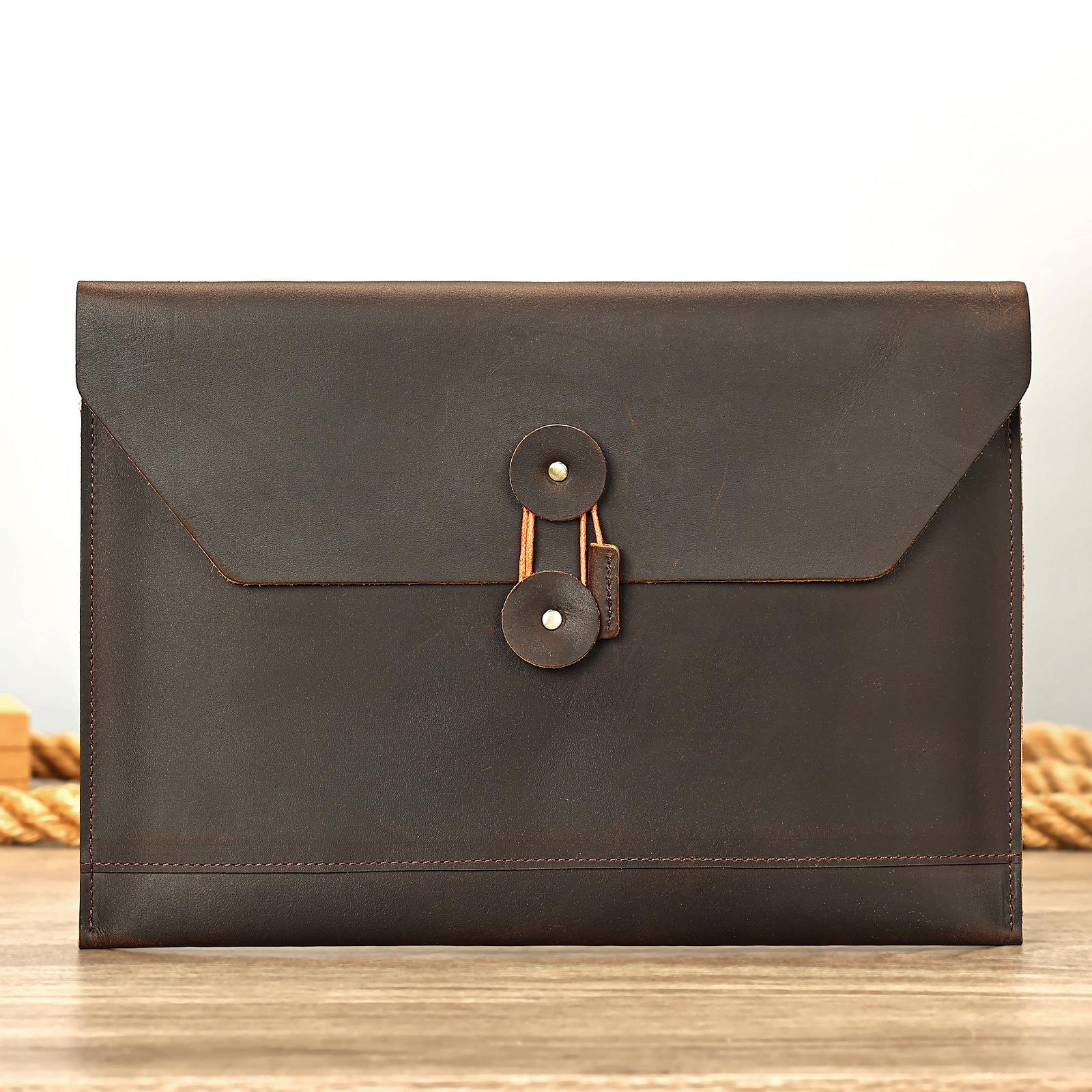 

Сумка-подкладка для ноутбука из натуральной кожи высшего качества, клатч, ретро-сумка для офиса темный кофе