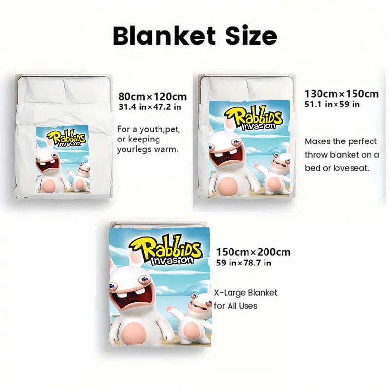 Big-eyed Rabbit 2D Flat Pattern Flannel Blanket High Quality All Seasons Warmth and Comfort Perfect for Christmas Gifts.PMT0914275