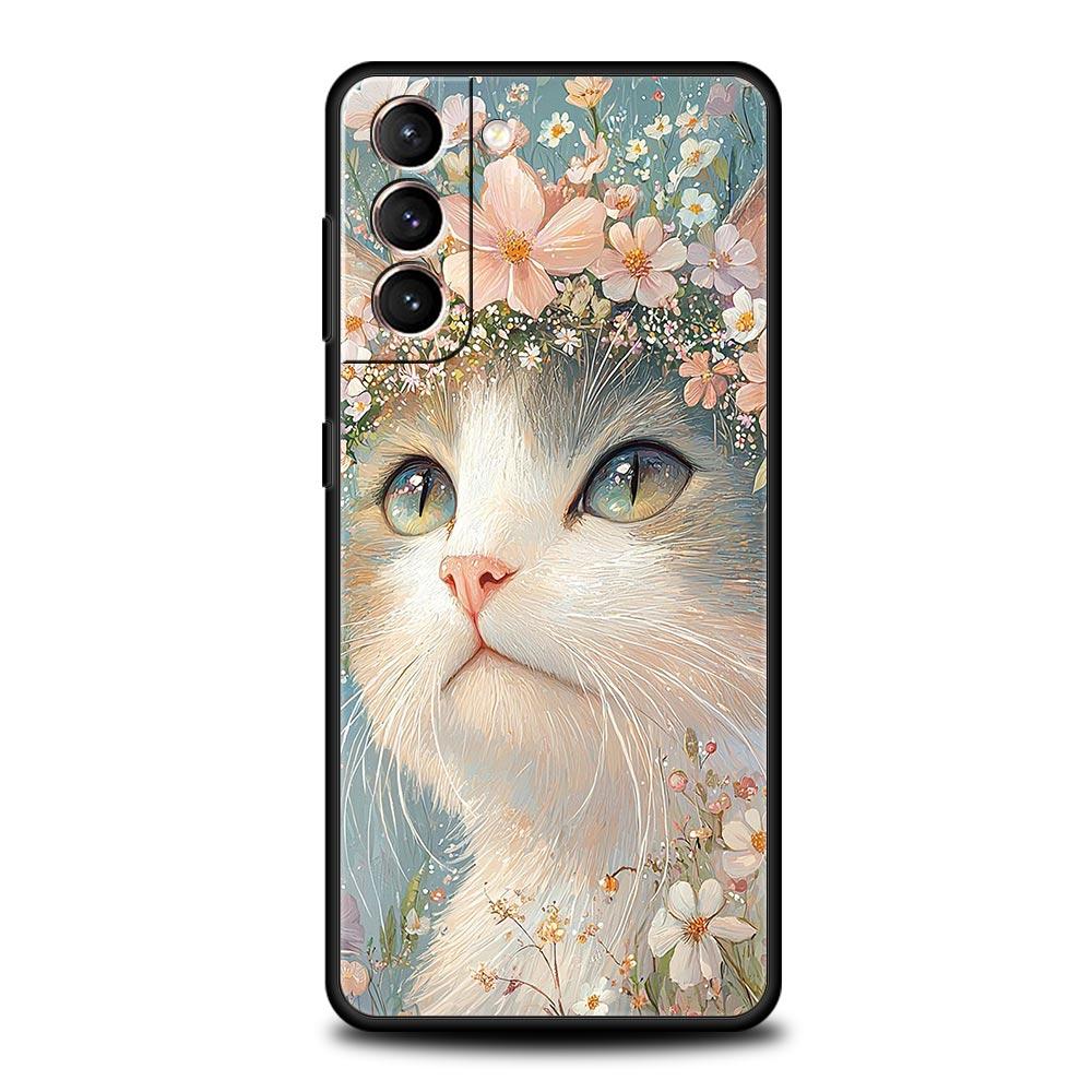 Cute Cat Phone Case for Samsung Galaxy S26 S25 S24 S23 S22 S20 S21 FE Ultra S25 Edge Plus 5G Soft TPU Cover Fundas Capas Bags