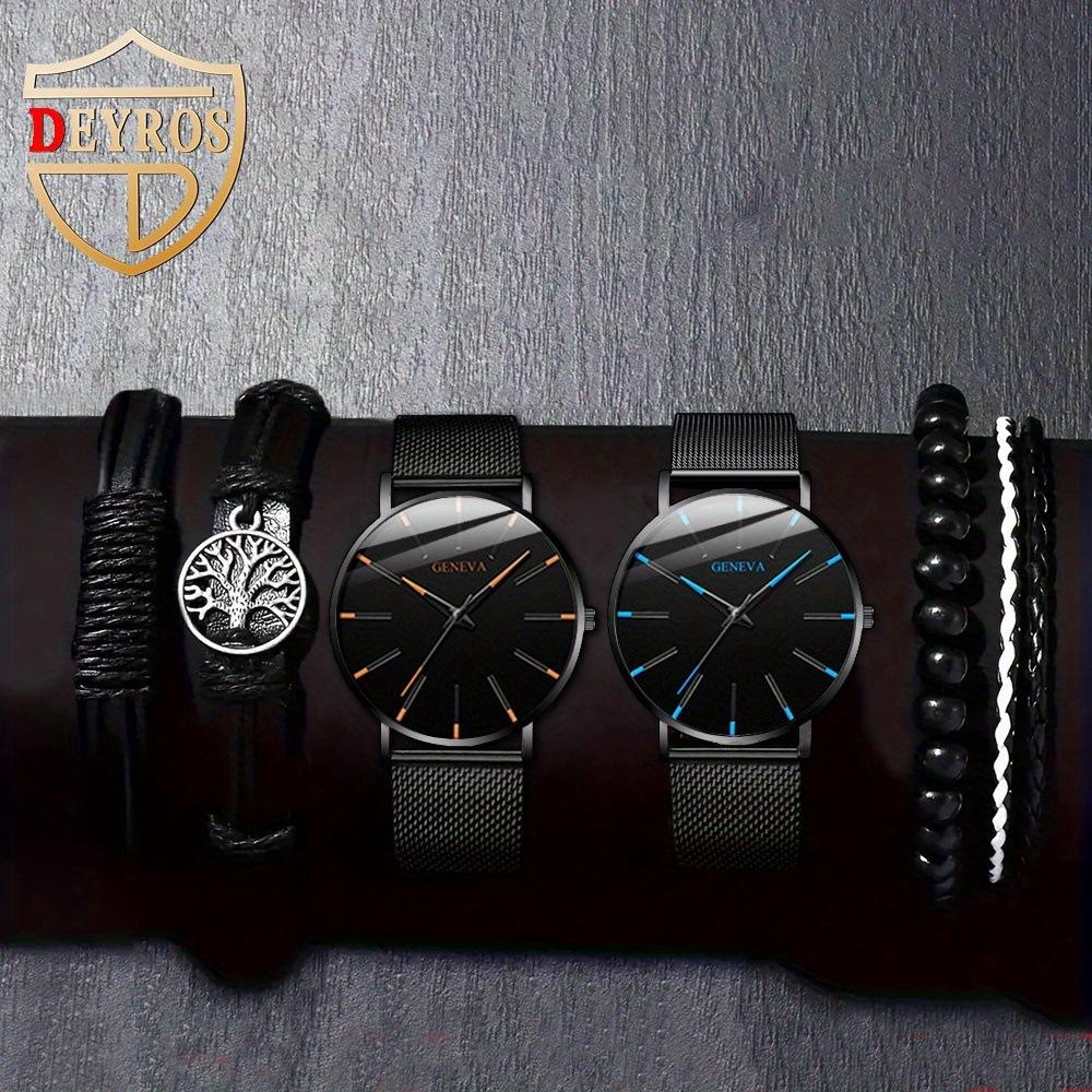 6-Piece Set Men S Watch Business Fashion Men S Watch watch + bracelet + bracelet × 4