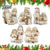 Hand Painted Christmas Sculptures Mini Resin Nativity Figurine for Desktop Decor Holy Family Manger Ornaments Scene Ornaments Compact Religious