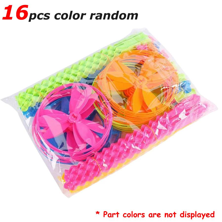 8/16pcs Manual Pushing Threaded Flying Round Disc Colorful Outdoor Bamboo Dragonfly Outdoor Activities Experiments