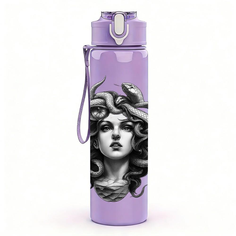 1PC Vintage Lady Sculpture Art 750ml Color Plastic Sports Water Bottle Leakproof Flip Straw Lid Suitable for Sports Office Home Use