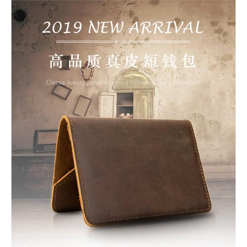 European American Crazy Horse Leather Men's Bag Real Pickup Multiple Card Slots Retro Top Layer Cowhide Wallet Passport